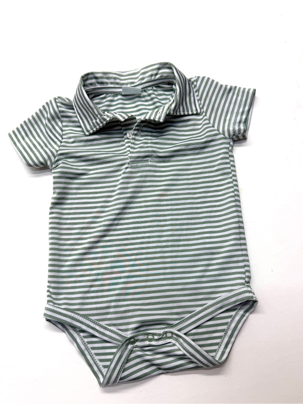 Edgehill Collection Striped Green Tech Polo-Style Baby One-Piece